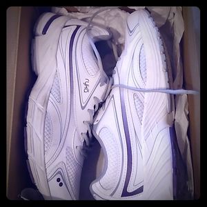 White and purple shoes